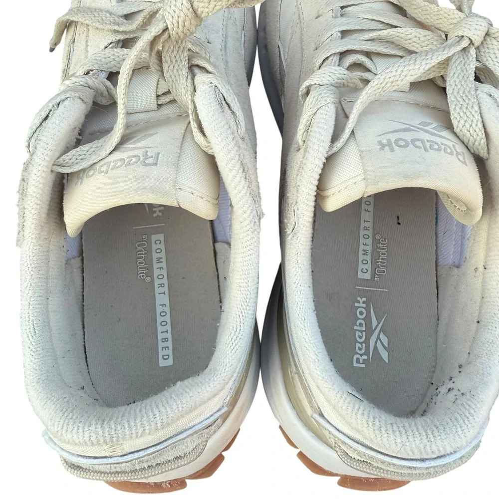 Reebok Galaxy 10 Women's Size 7 Beige Suede Running Shoes Ortholite Gum Sole